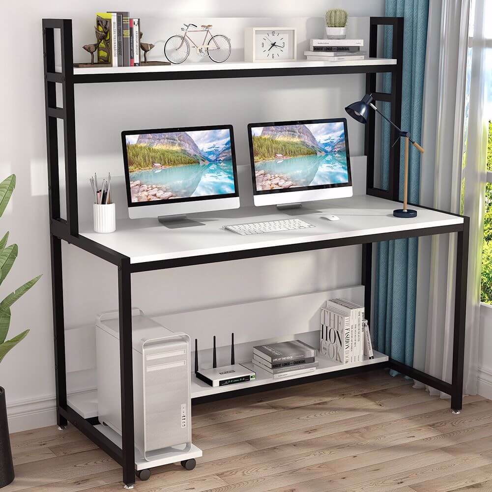 Tribesigns Computer 55 inches Desk with Bookshelf