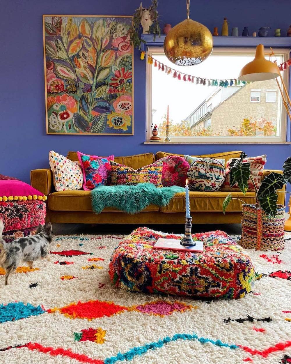 colorful rug-living room