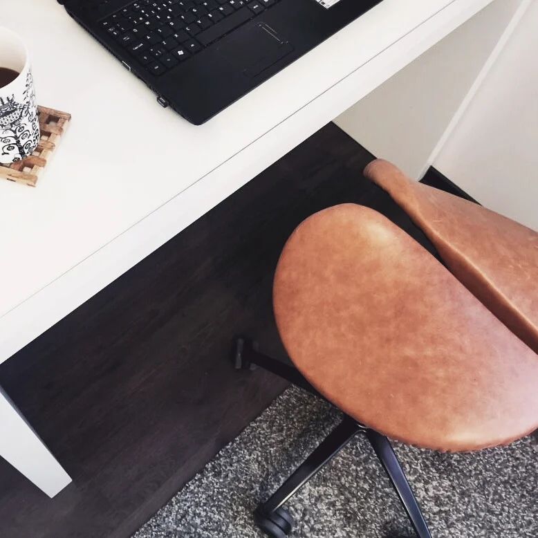 saddle chair and desk