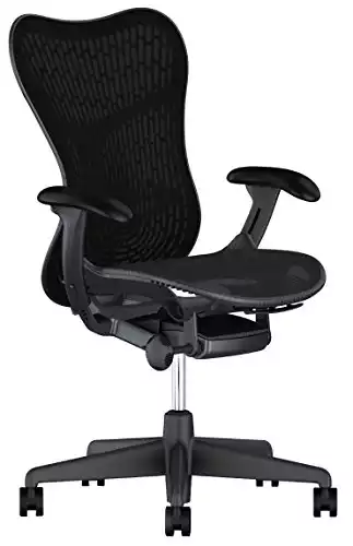 Herman Miller Mirra 2 Ergonomic Office Chair with Standard Tilt and Butterfly Back Support | Adjustable Seat Depth, Lumbar Support, and Arms with Carpet Casters | Graphite Base and Frame
